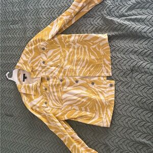 INC International Concepts Yellow and White Shirt Jacket